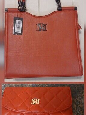 Badgley Misckha Signature Structured Red Tote Bag And Quilted Wallet